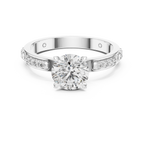 Round Cut Diamond Engagement Ring – Side Stone Band