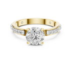 Round Cut Diamond Engagement Ring – Side Stone Band