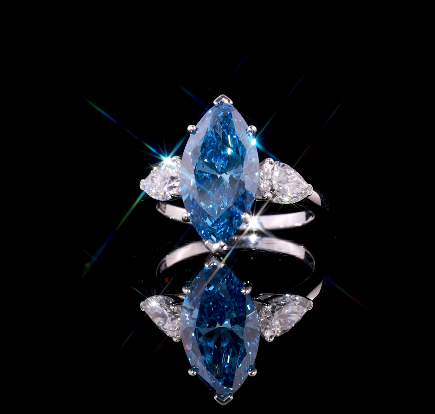 Blue Diamond engagements Ring