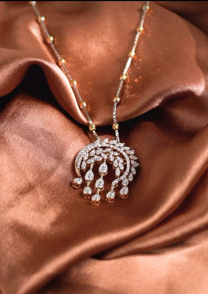 Radiant Cascade Diamond Necklace & Earring Set