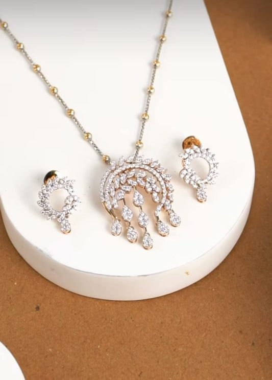 Radiant Cascade Diamond Necklace & Earring Set