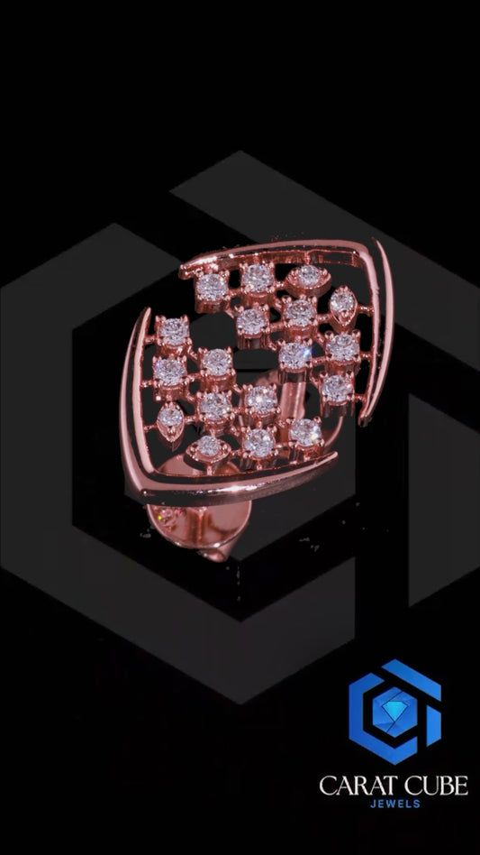 Rose Gold Diamond V-Cut Stud Earrings