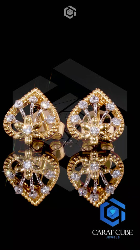 Heart shape twisted gold and and diamond earings