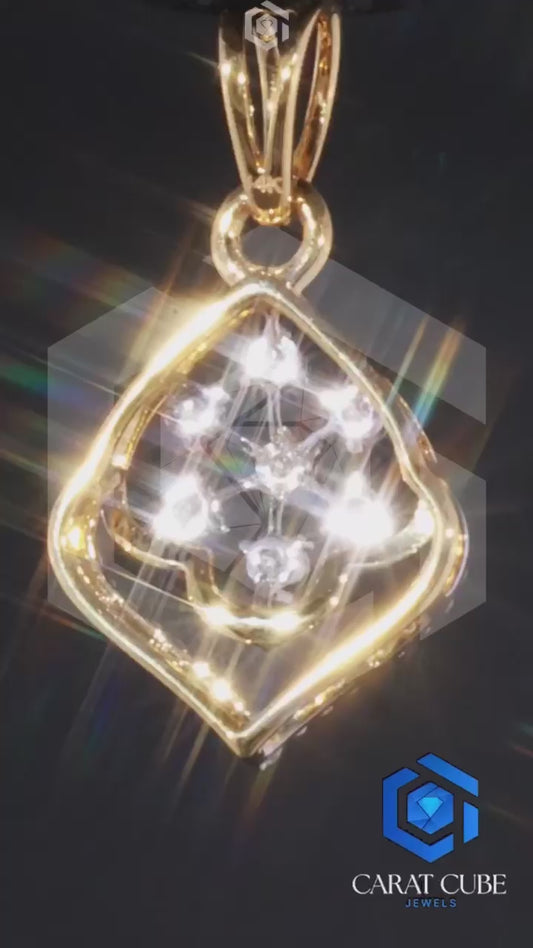 V-shaped pave diamond pendant in yellow gold