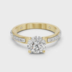 Round Cut Diamond Engagement Ring – Side Stone Band