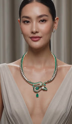 Emerald Serpent Diamond Necklace in 18K Gold | High Jewelry Snake Necklace for Women