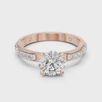 Round Cut Diamond Engagement Ring – Side Stone Band