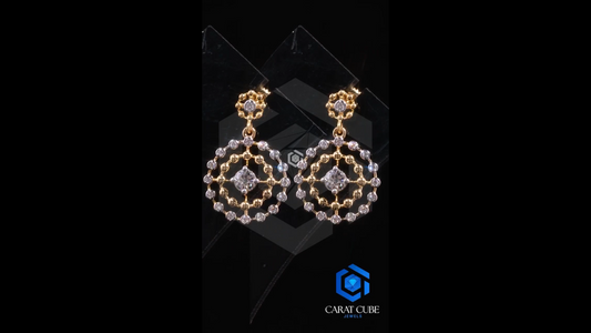 Intricate Filigree Diamond Dangle Earrings