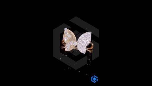 Asymmetrical Wing Diamond Butterfly Ring