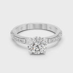 Round Cut Diamond Engagement Ring – Side Stone Band