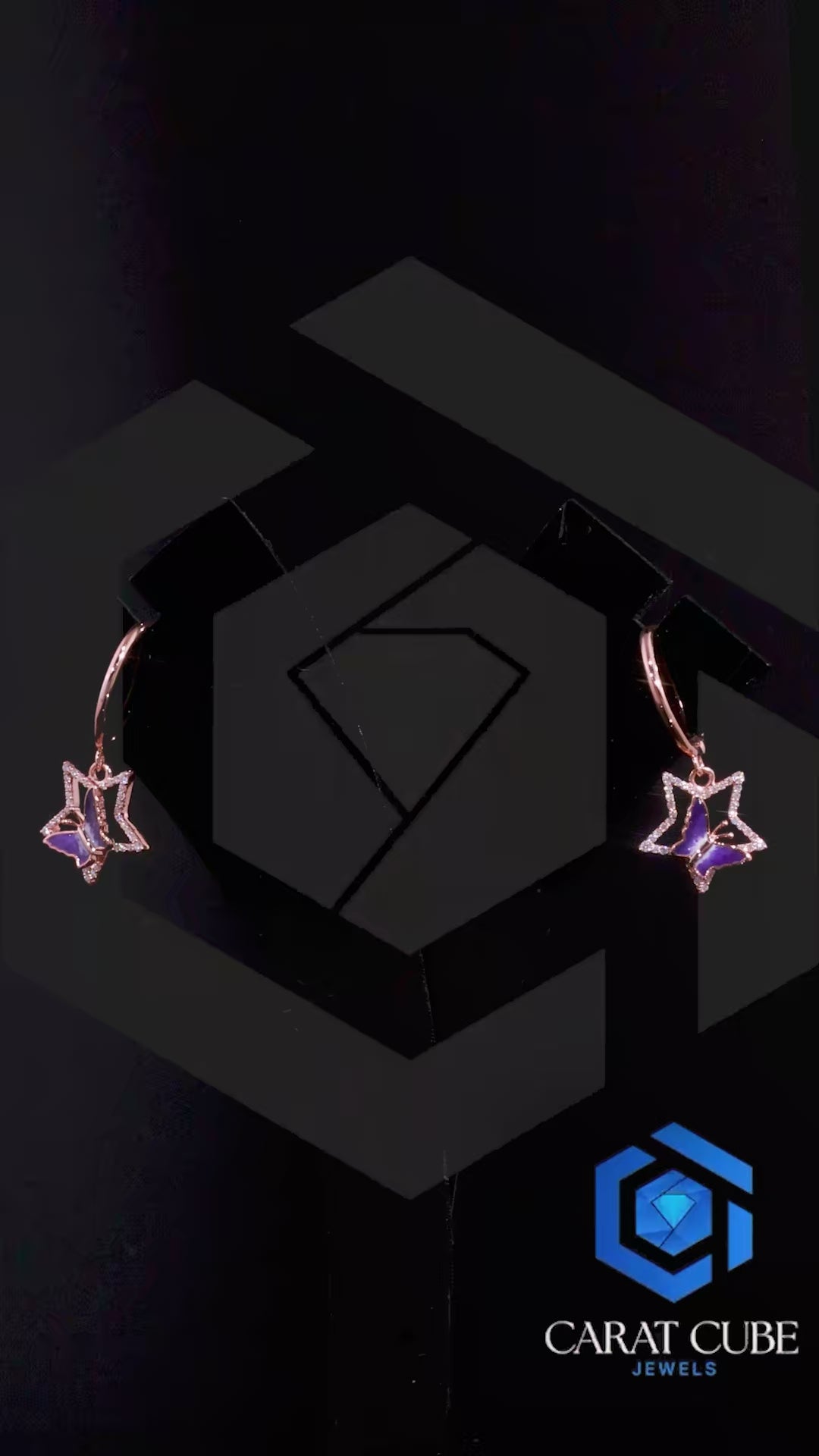 Butterfly Gold Earrings with Diamonds & Enamel